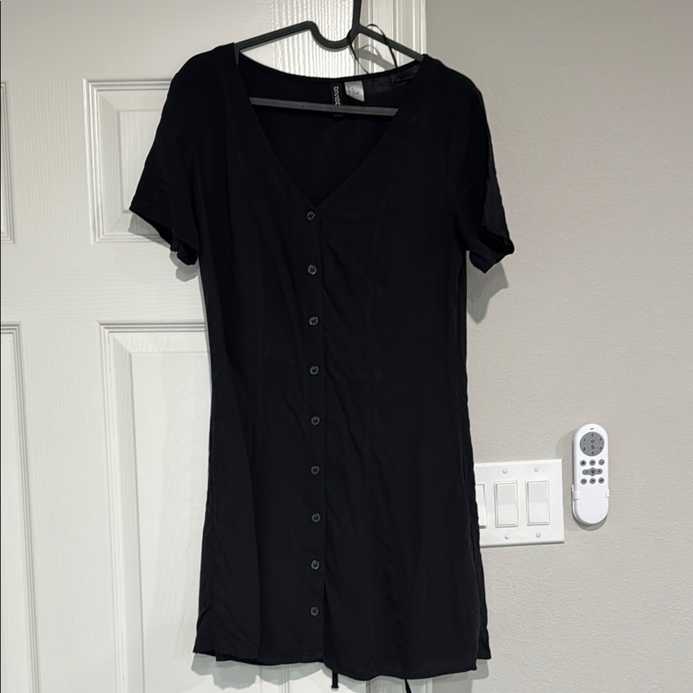 Black Button-Down Women's Dress
